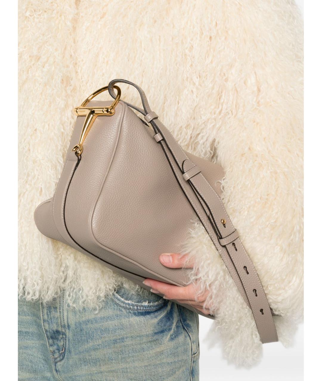 GUCCI Бежевая кожаная сумка через плечо, фото 3