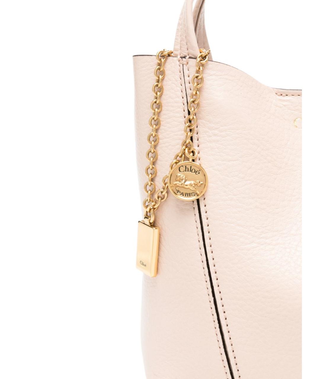 CHLOE Розовая кожаная сумка с короткими ручками, фото 3
