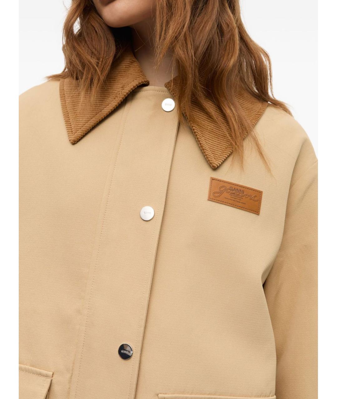 GANNI Бежевая хлопковая куртка, фото 4