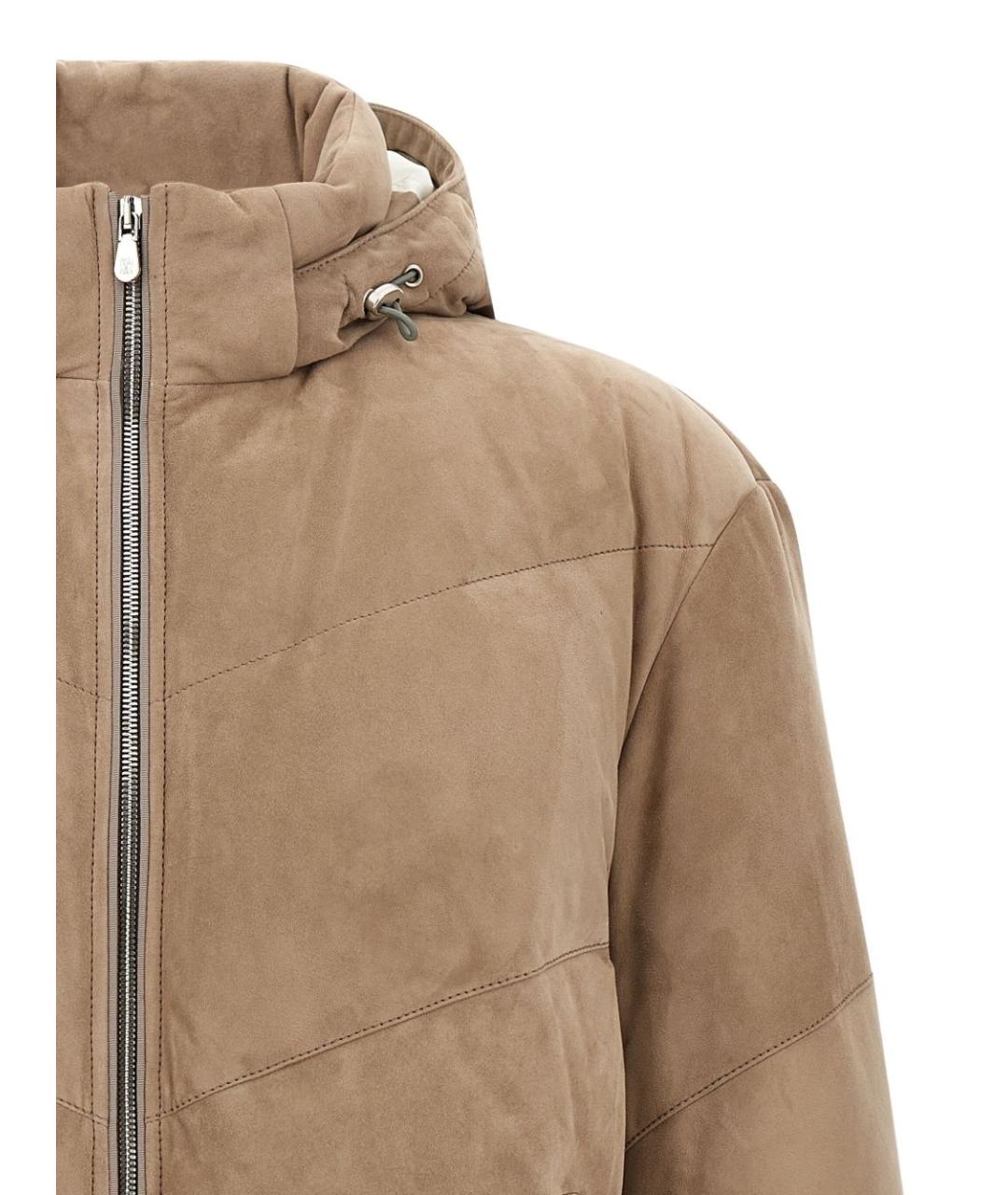 BRUNELLO CUCINELLI Бежевое замшевое пальто, фото 4