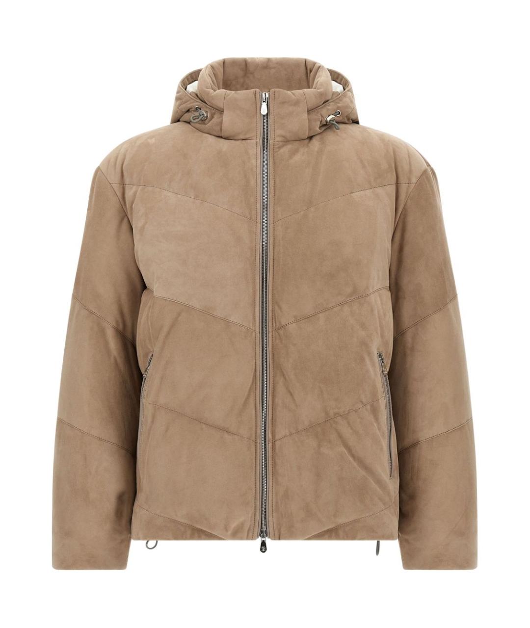 BRUNELLO CUCINELLI Бежевое замшевое пальто, фото 1