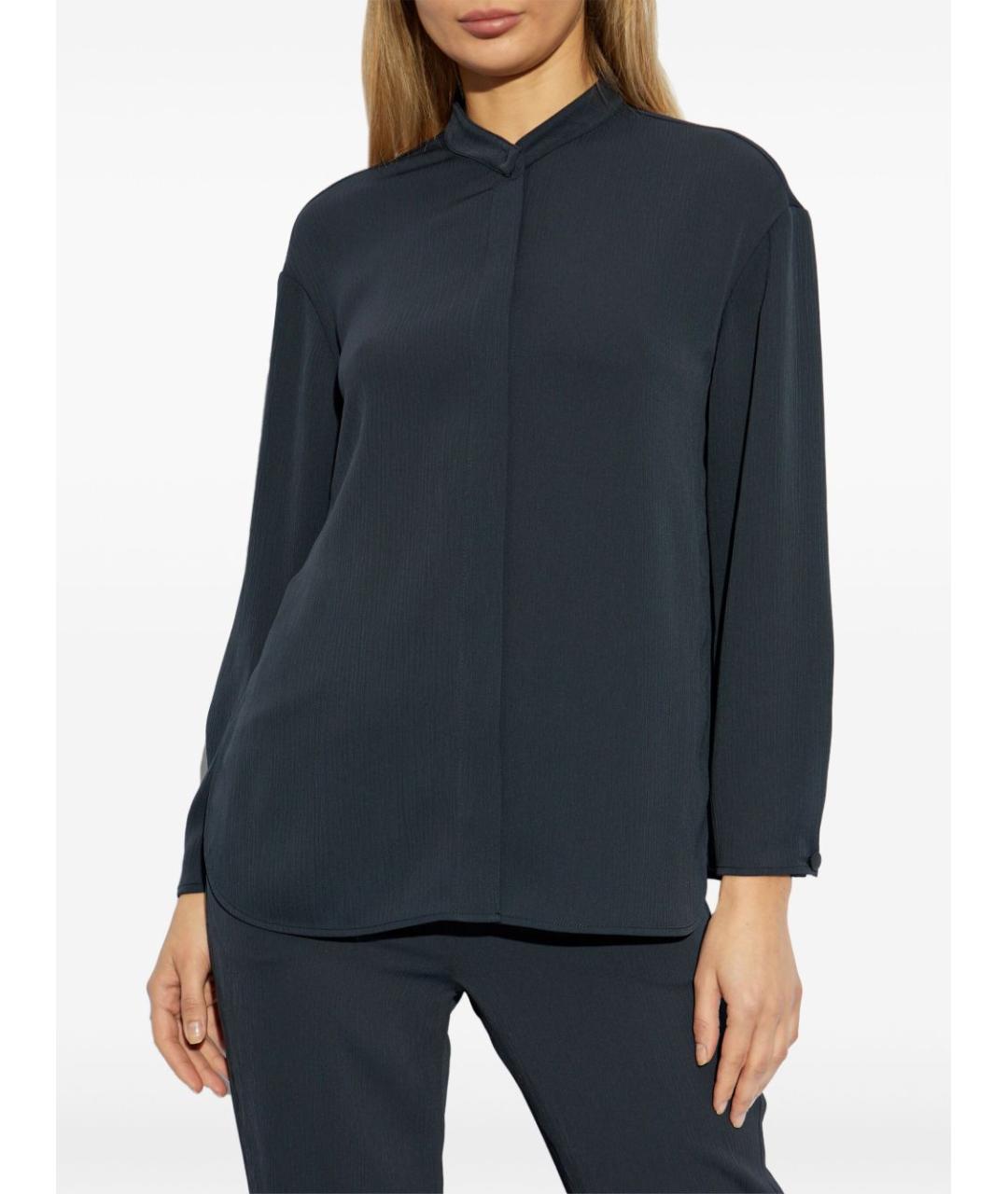 EMPORIO ARMANI Синяя полиэстеровая рубашка, фото 3