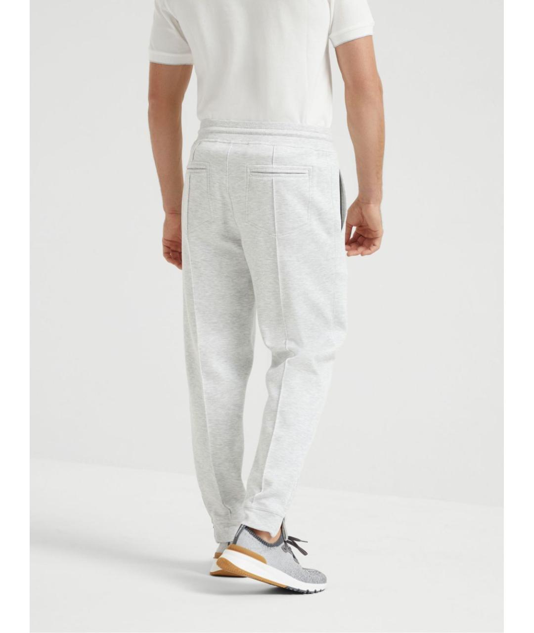 BRUNELLO CUCINELLI Серые хлопковые повседневные брюки, фото 3