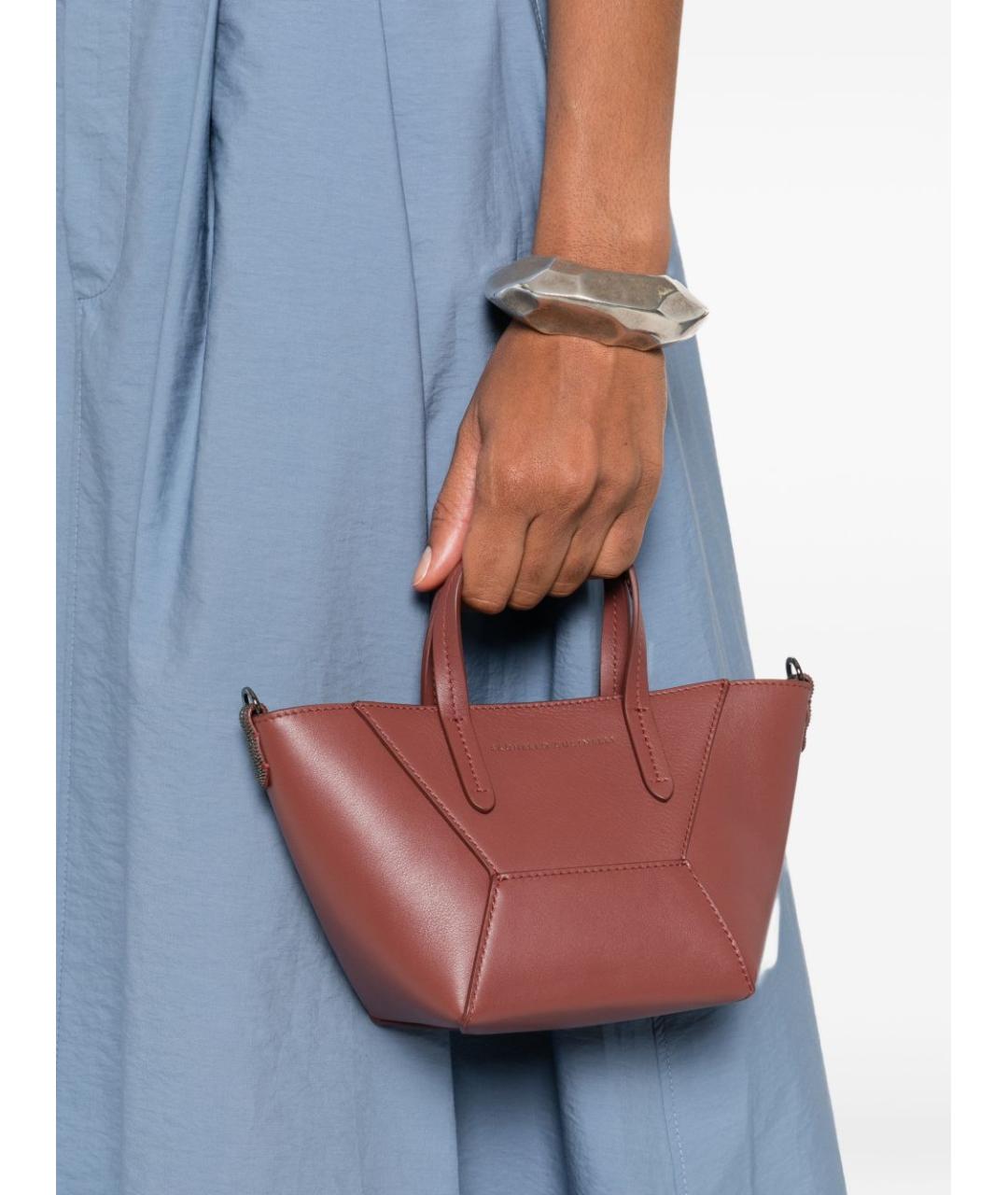 BRUNELLO CUCINELLI Красная кожаная сумка тоут, фото 3