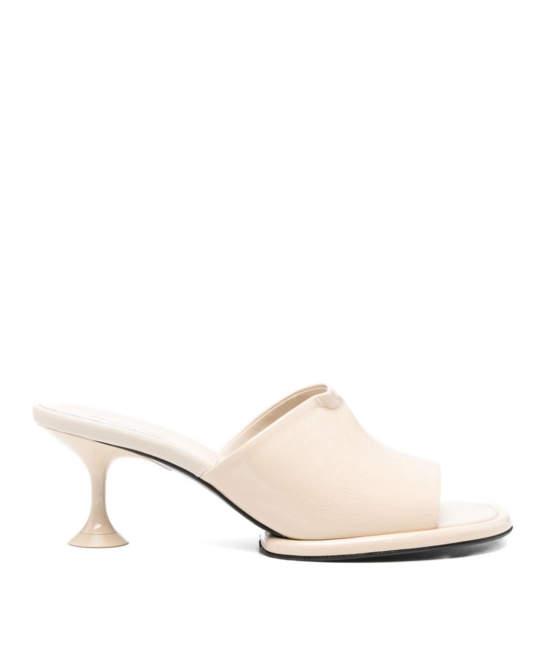 SERGIO ROSSI Бежевые кожаные мюли, фото 1