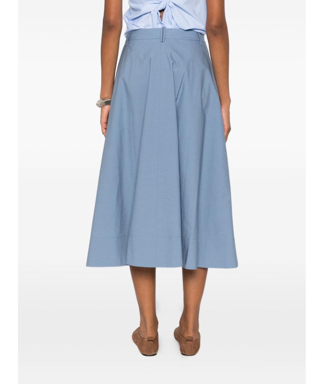 BRUNELLO CUCINELLI Синяя хлопковая юбка миди, фото 2