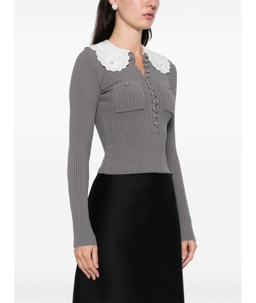 SELF-PORTRAIT Серый хлопковый джемпер / свитер, фото 4