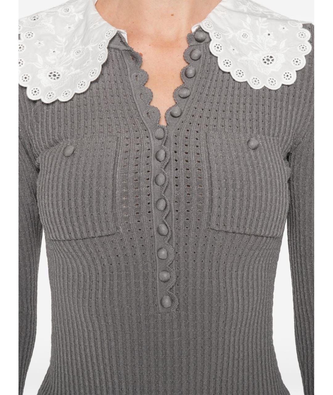 SELF-PORTRAIT Серый хлопковый джемпер / свитер, фото 5