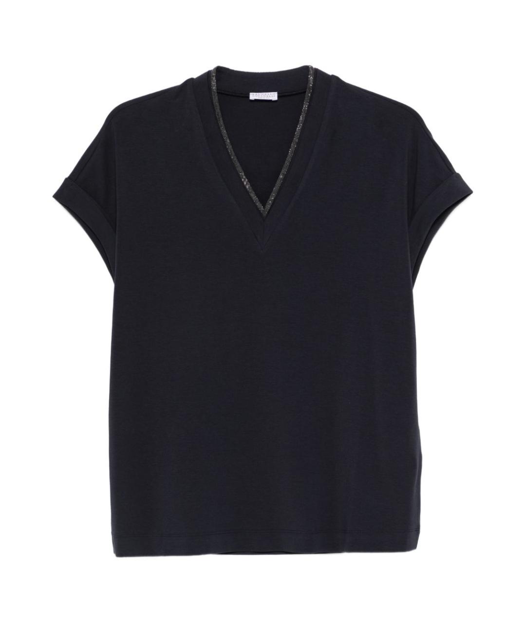 BRUNELLO CUCINELLI Синяя хлопковая футболка, фото 1