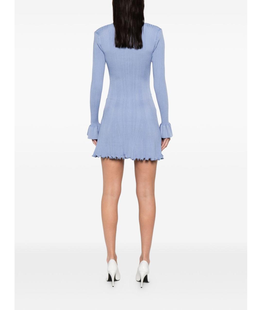 SELF-PORTRAIT Голубое вискозное повседневное платье, фото 4