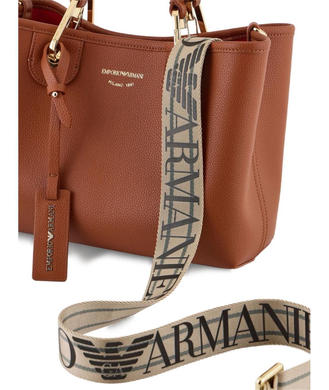 EMPORIO ARMANI Коричневая сумка тоут из искусственной кожи, фото 3