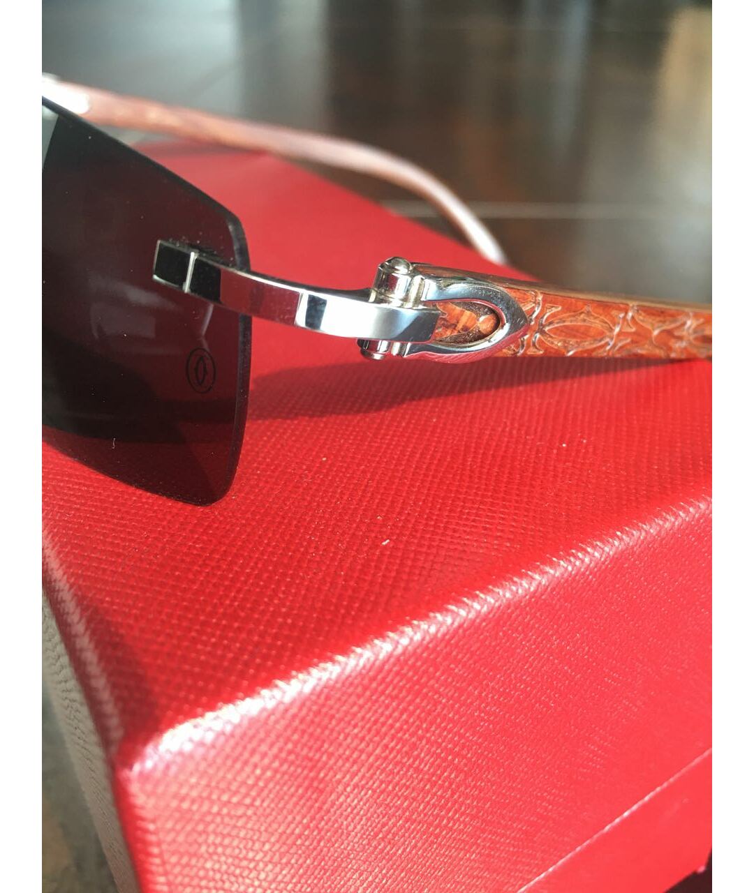 CARTIER Коричневые деревянные солнцезащитные очки, фото 3