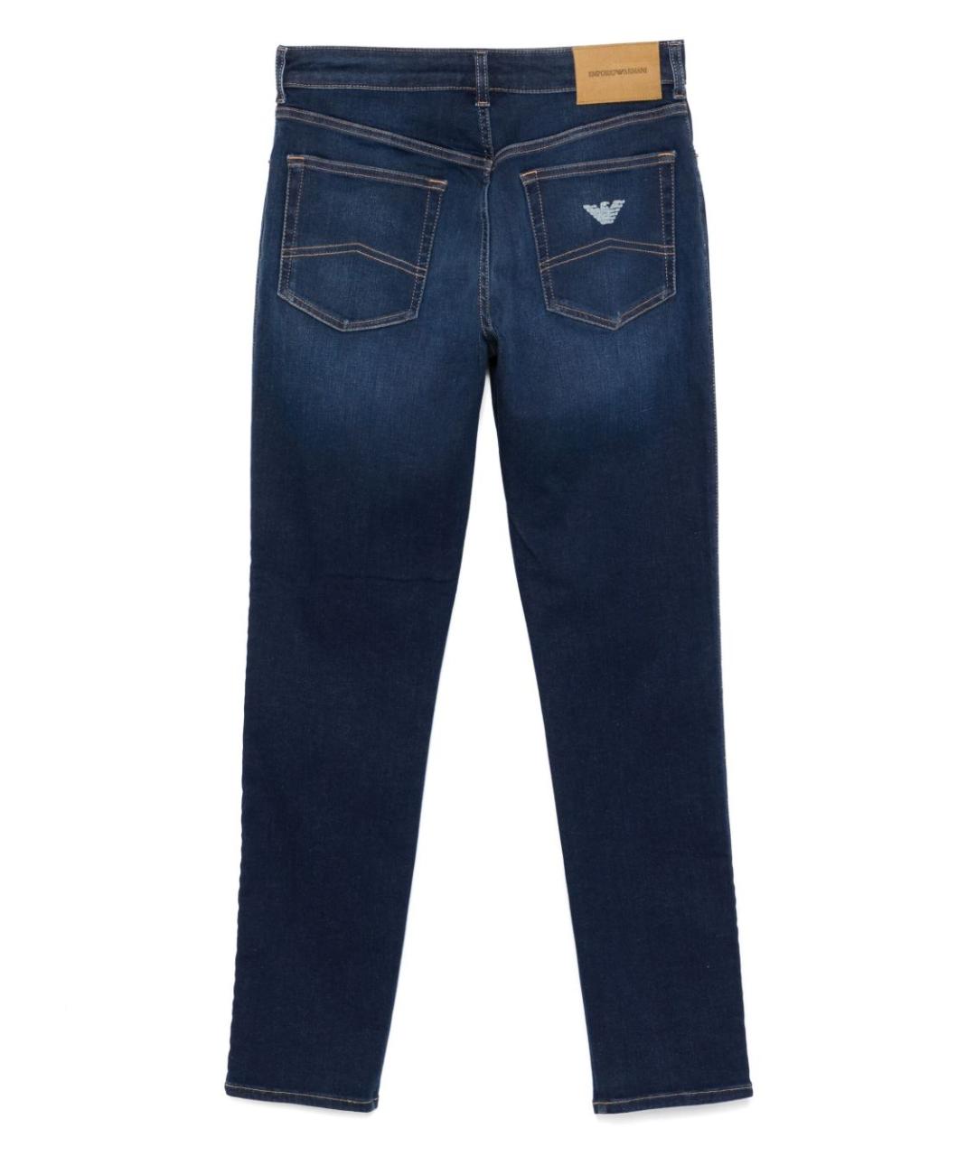 EMPORIO ARMANI Синие хлопковые прямые джинсы, фото 2