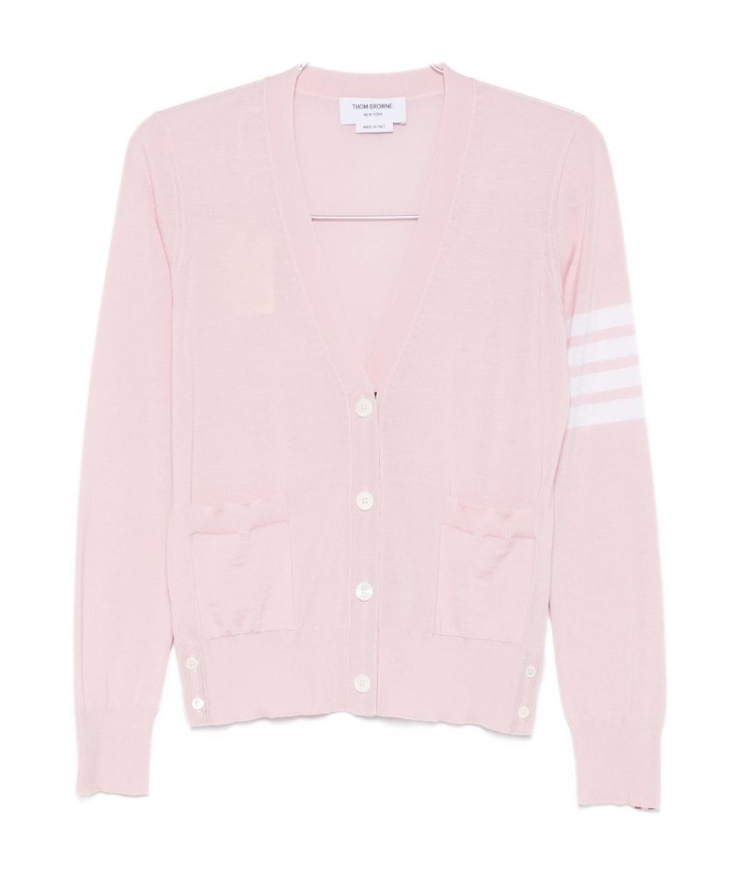 THOM BROWNE Розовый кашемировый кардиган, фото 1