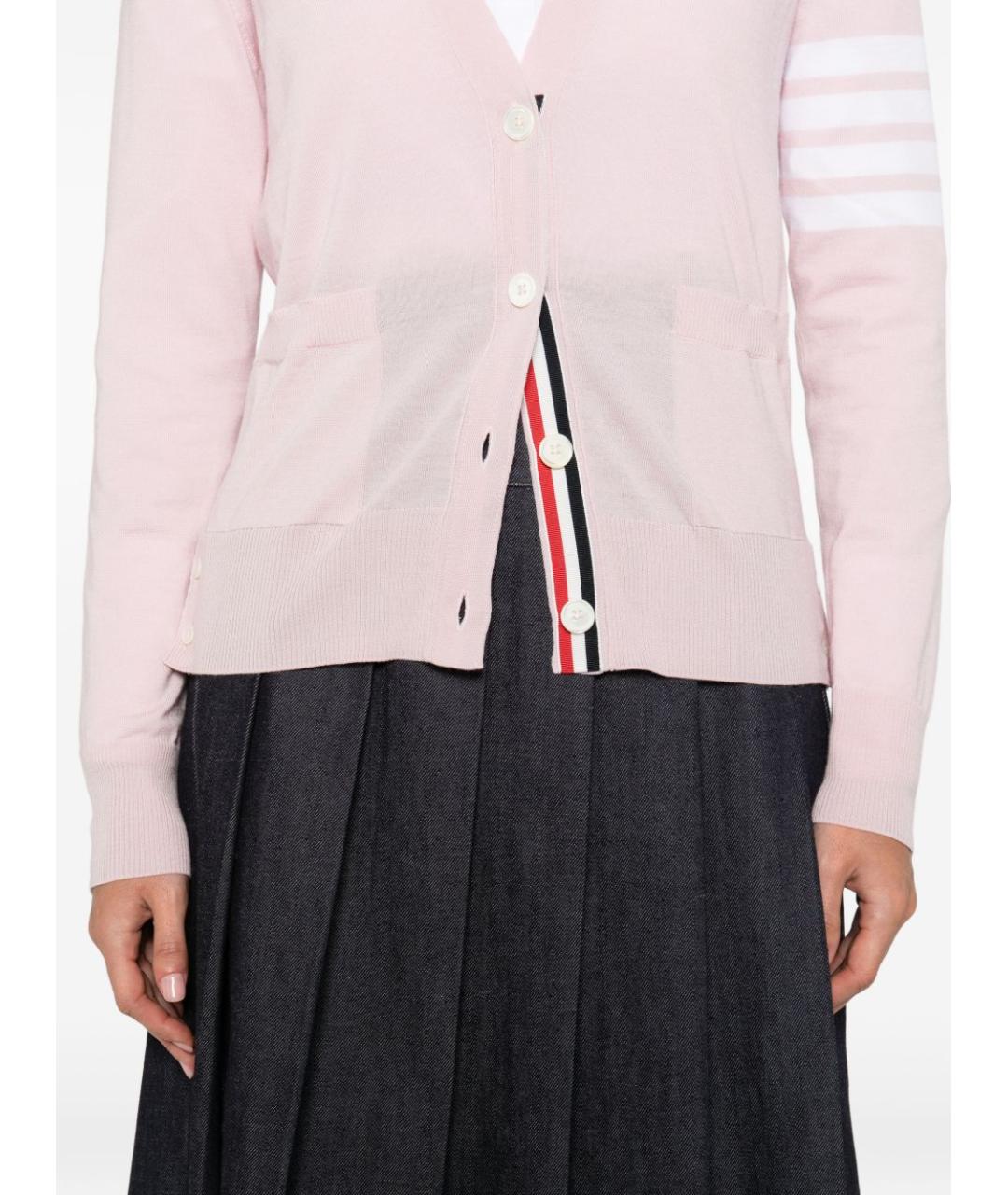 THOM BROWNE Розовый кашемировый кардиган, фото 2
