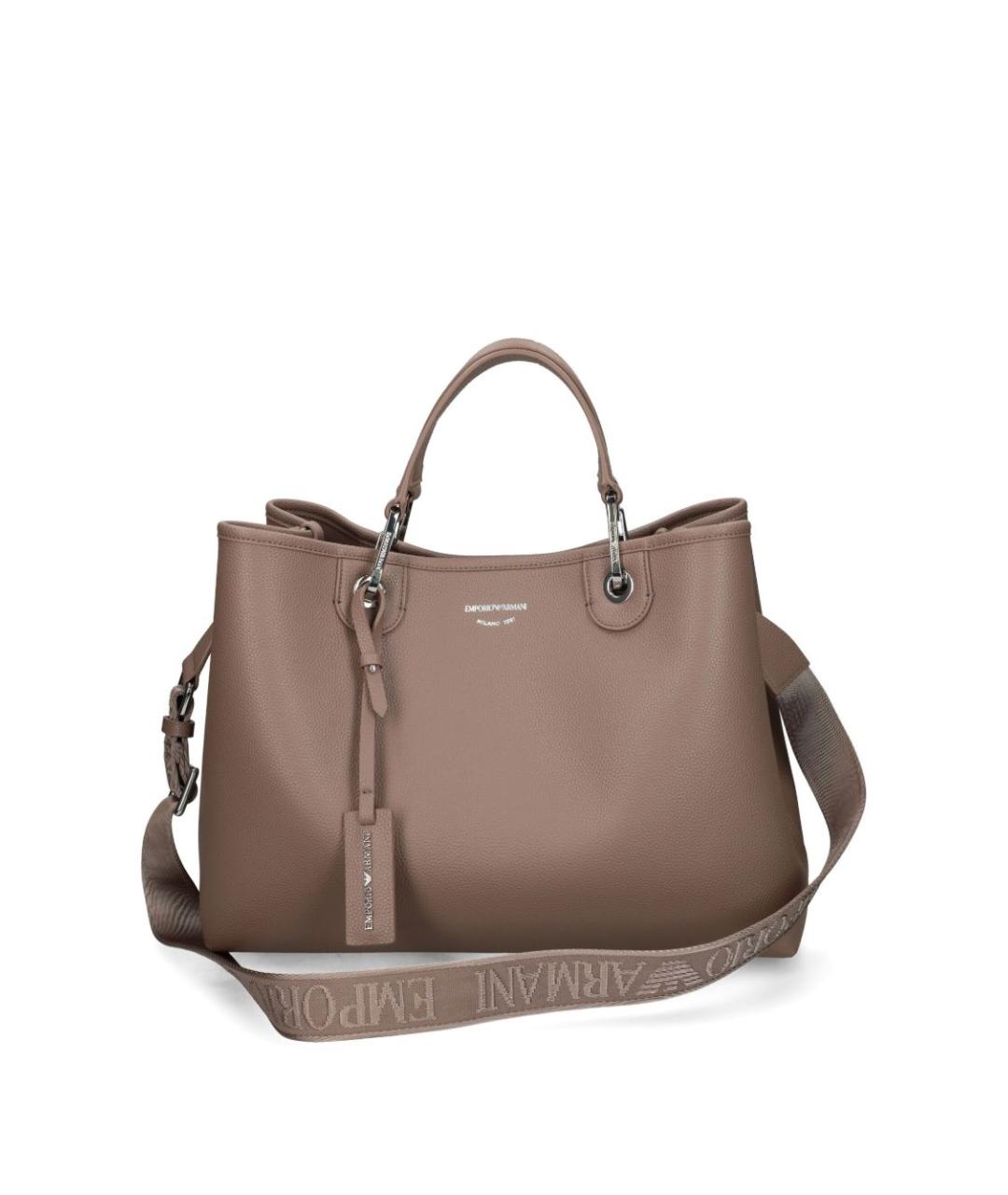 EMPORIO ARMANI Коричневая сумка тоут из искусственной кожи, фото 4