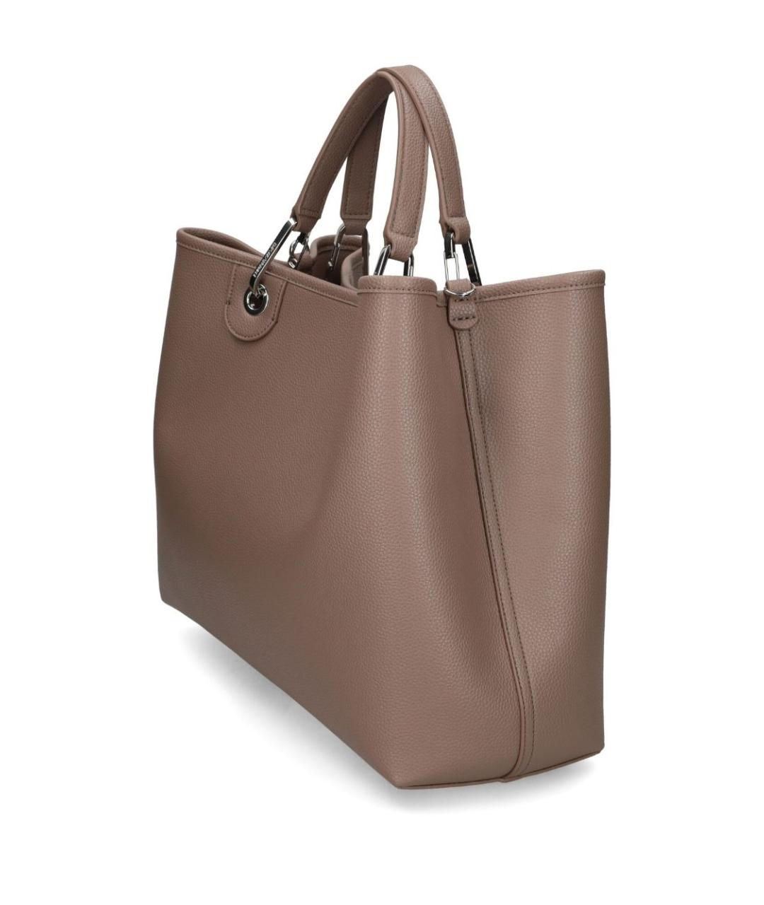 EMPORIO ARMANI Коричневая сумка тоут из искусственной кожи, фото 5