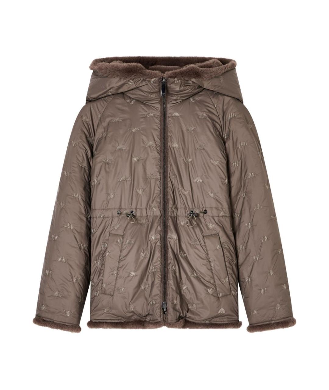 EMPORIO ARMANI Серая полиэстеровая шуба, фото 6