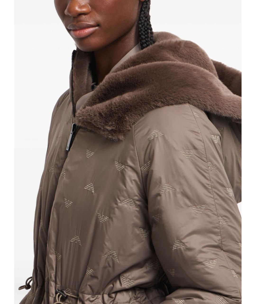 EMPORIO ARMANI Серая полиэстеровая шуба, фото 5