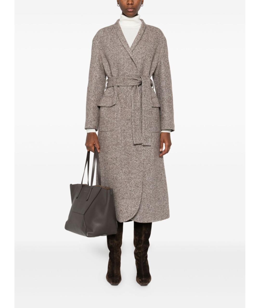 BRUNELLO CUCINELLI Бежевое шерстяное пальто, фото 5