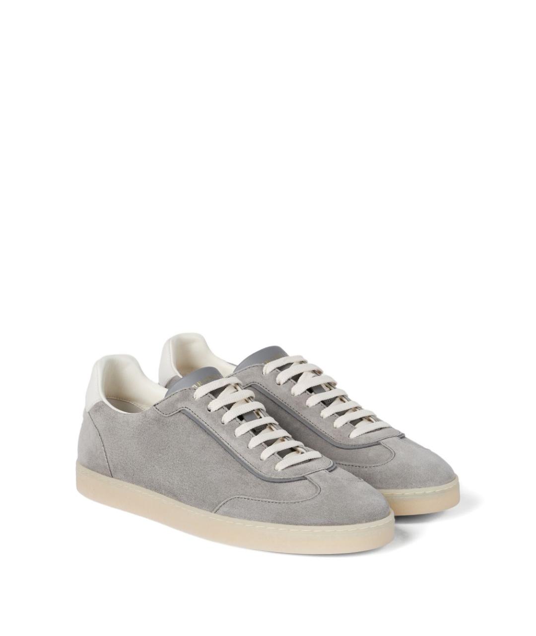 BRUNELLO CUCINELLI Серые замшевые низкие кроссовки / кеды, фото 3