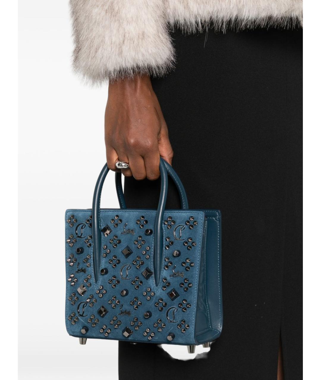 CHRISTIAN LOUBOUTIN Синяя замшевая сумка с короткими ручками, фото 3