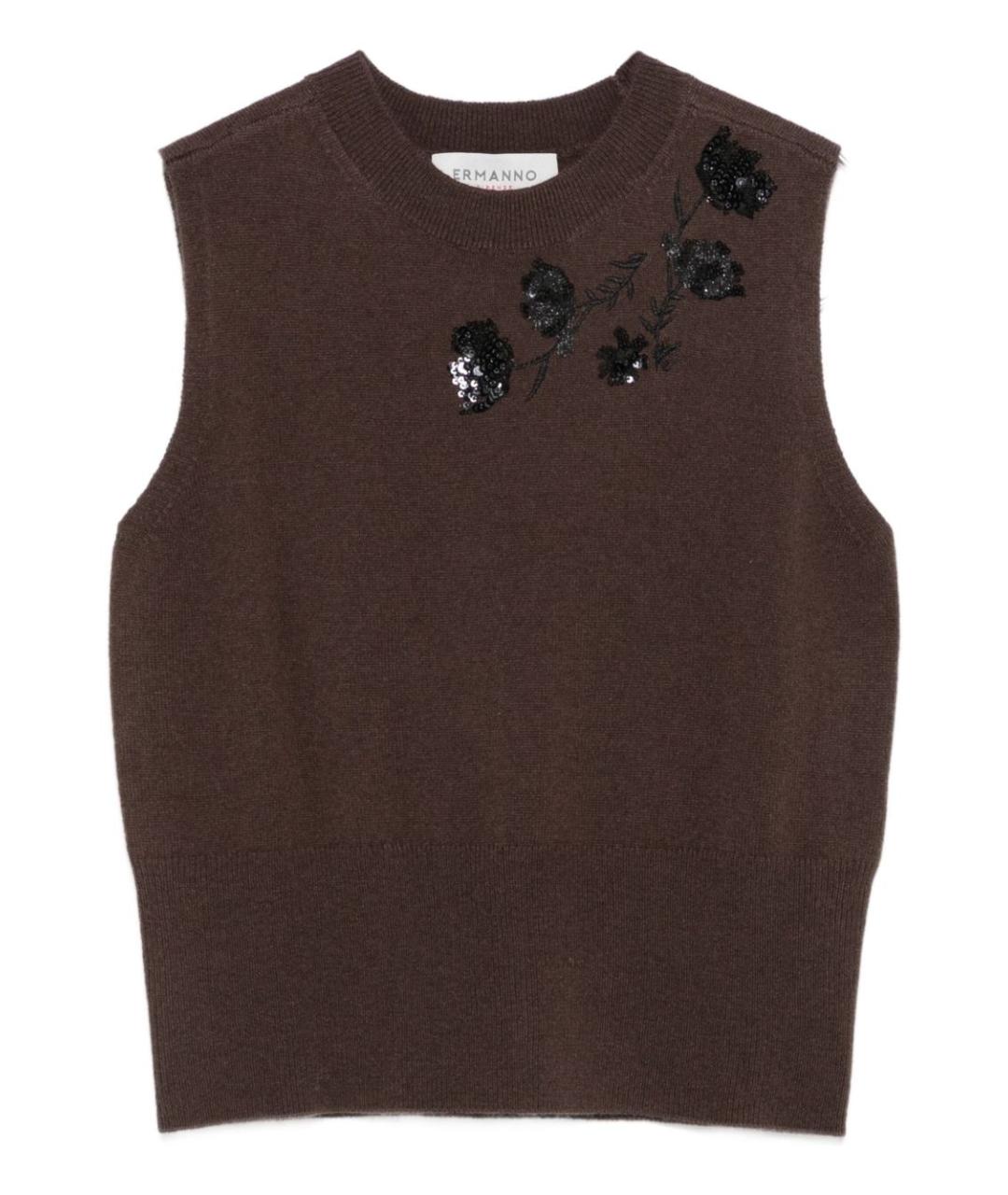 ERMANNO FIRENZE Коричневая полиэстеровая жилетка, фото 1
