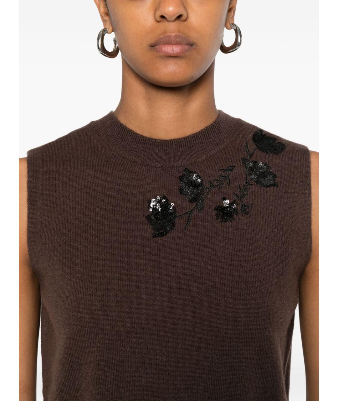 ERMANNO FIRENZE Коричневая полиэстеровая жилетка, фото 4