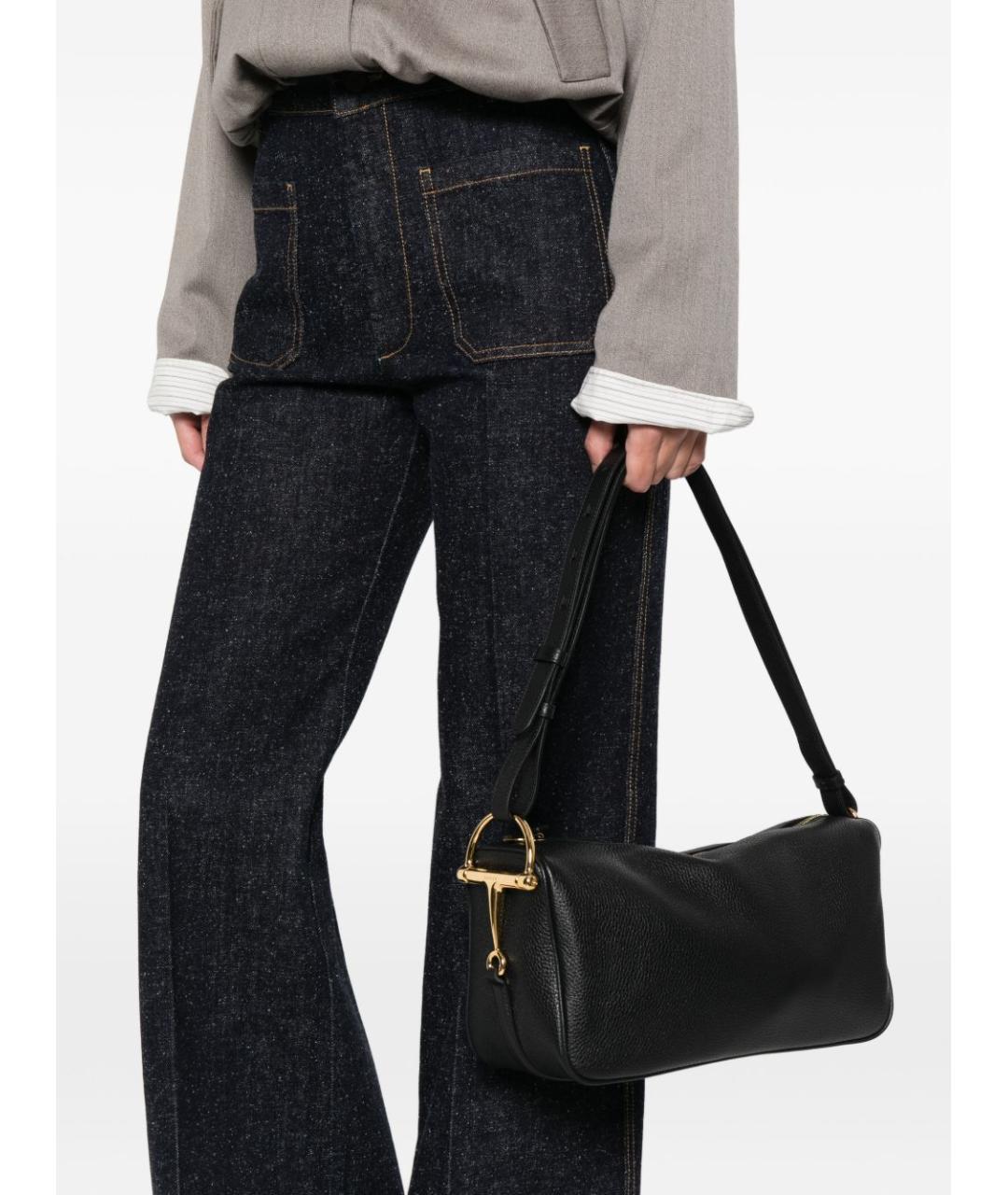 GUCCI Черная кожаная сумка через плечо, фото 2