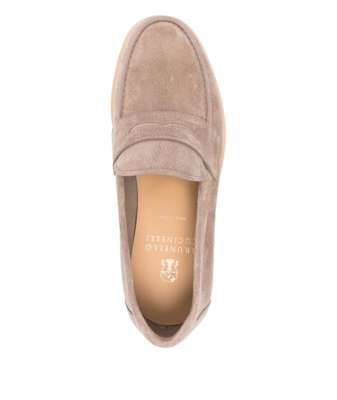 BRUNELLO CUCINELLI Бежевые замшевые мокасины, фото 4