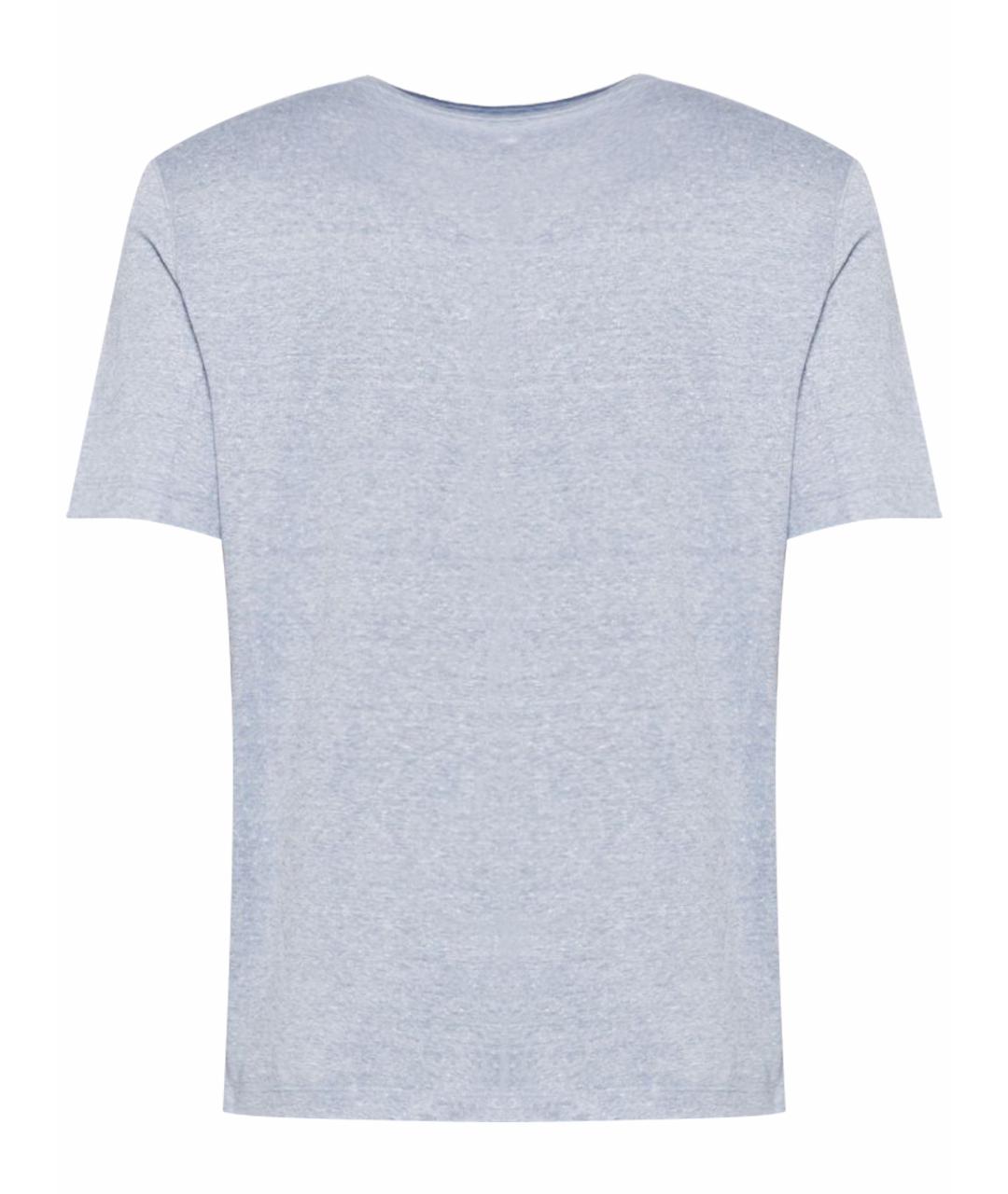 BRUNELLO CUCINELLI Голубая хлопко-леновая футболка, фото 1