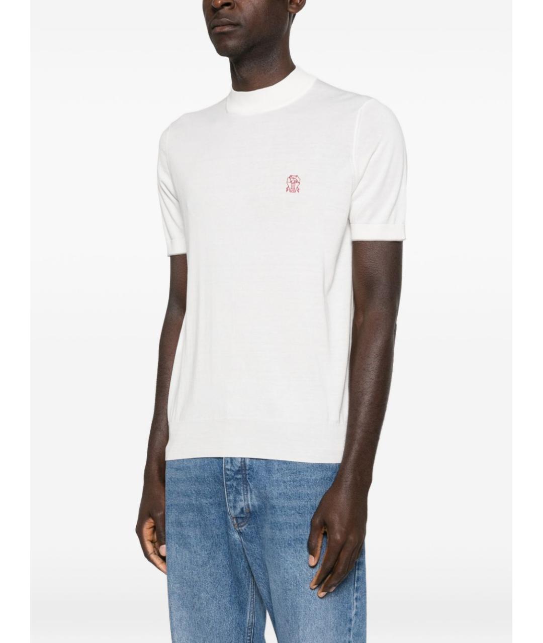 BRUNELLO CUCINELLI Белая хлопковая футболка, фото 2