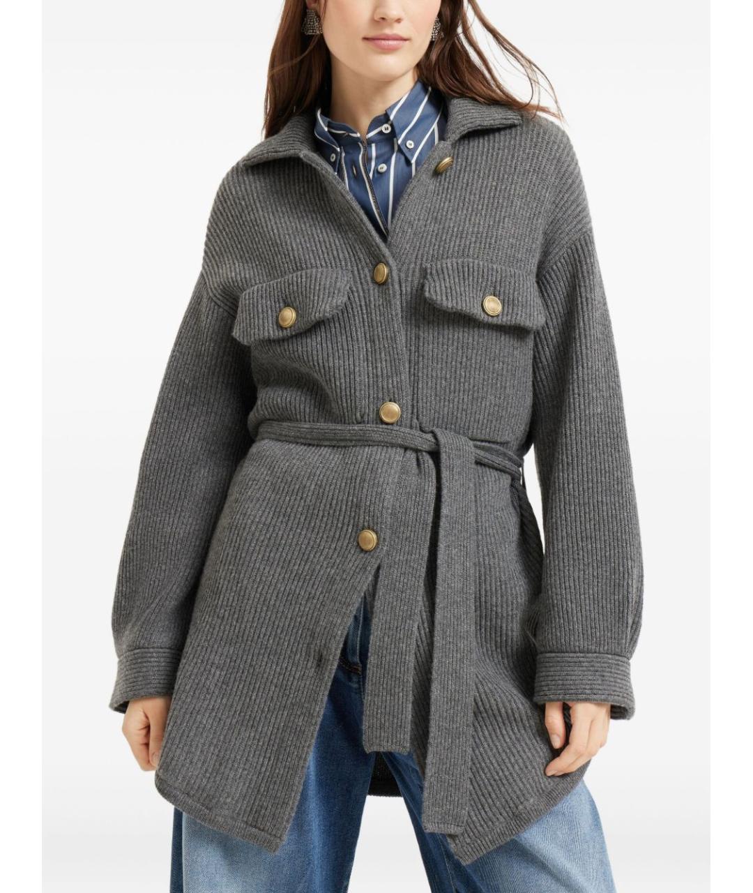 BRUNELLO CUCINELLI Серый шерстяной кардиган, фото 7