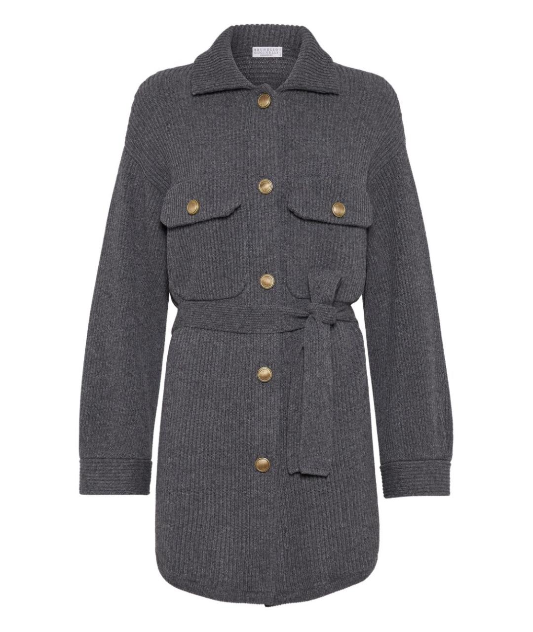 BRUNELLO CUCINELLI Серый шерстяной кардиган, фото 2