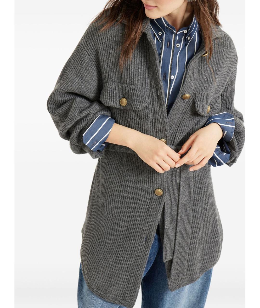 BRUNELLO CUCINELLI Серый шерстяной кардиган, фото 3