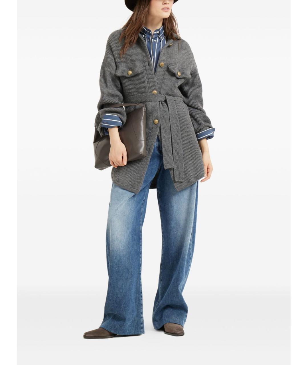 BRUNELLO CUCINELLI Серый шерстяной кардиган, фото 4