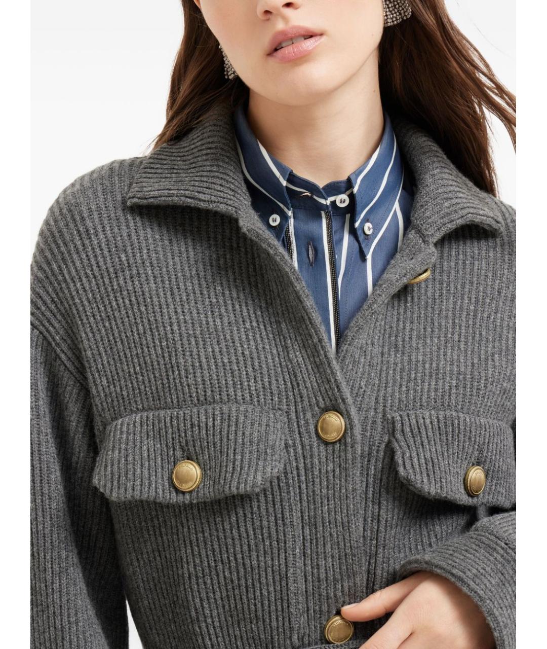 BRUNELLO CUCINELLI Серый шерстяной кардиган, фото 6