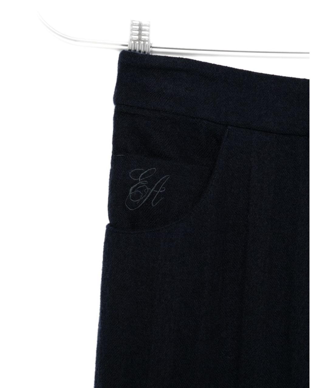 EMPORIO ARMANI Синие шерстяные прямые брюки, фото 3