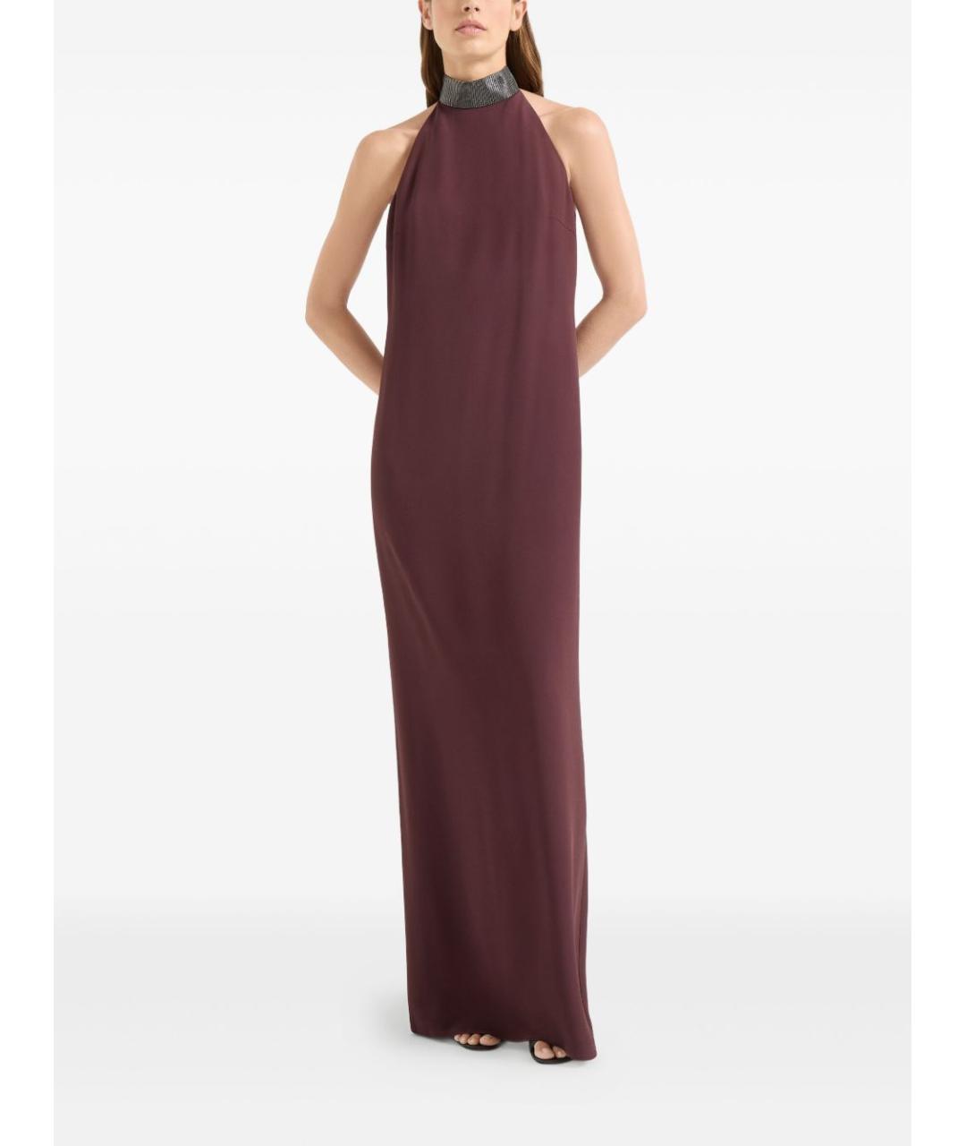 BRUNELLO CUCINELLI Бордовое шелковое вечернее платье, фото 4