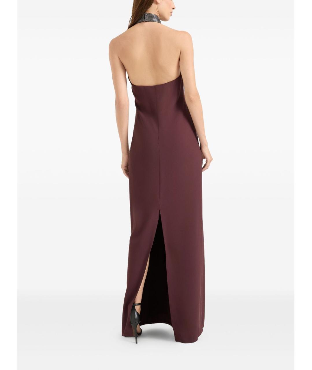 BRUNELLO CUCINELLI Бордовое шелковое вечернее платье, фото 3