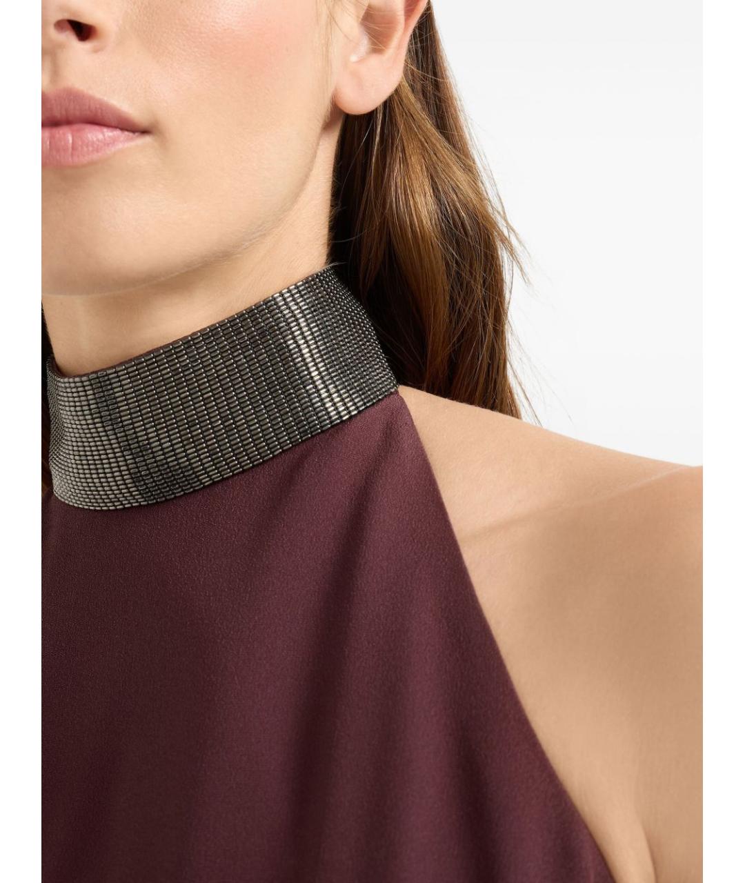 BRUNELLO CUCINELLI Бордовое шелковое вечернее платье, фото 2