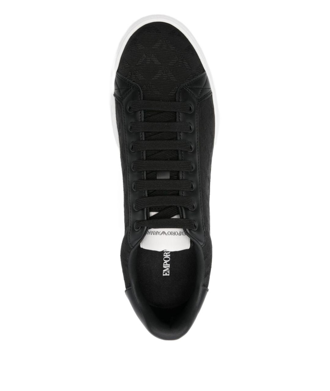 EMPORIO ARMANI Черные текстильные низкие кроссовки / кеды, фото 2