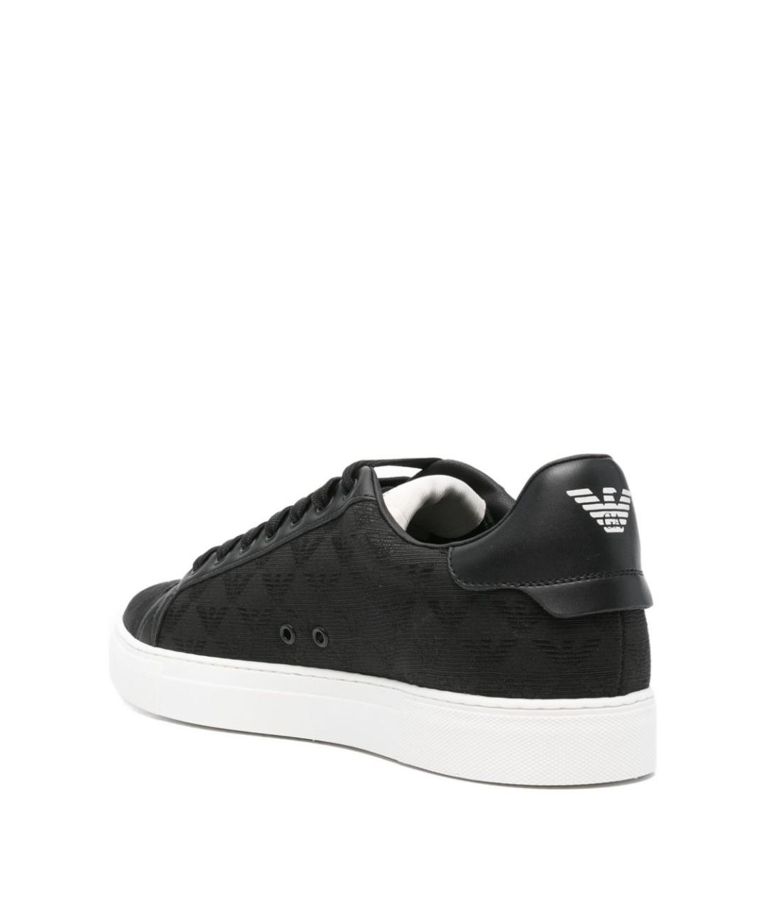 EMPORIO ARMANI Черные текстильные низкие кроссовки / кеды, фото 3