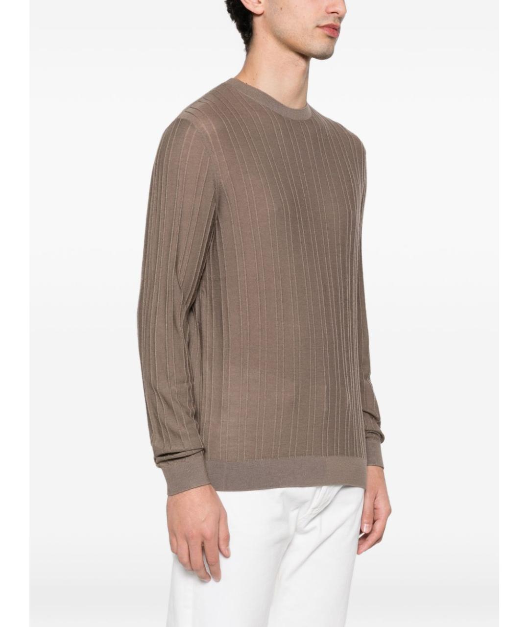 EMPORIO ARMANI Коричневый шерстяной джемпер / свитер, фото 2
