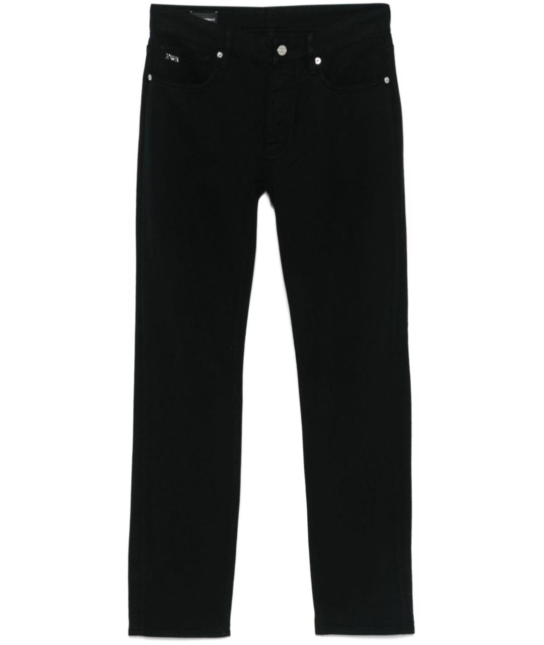 EMPORIO ARMANI Черные хлопковые прямые джинсы, фото 1