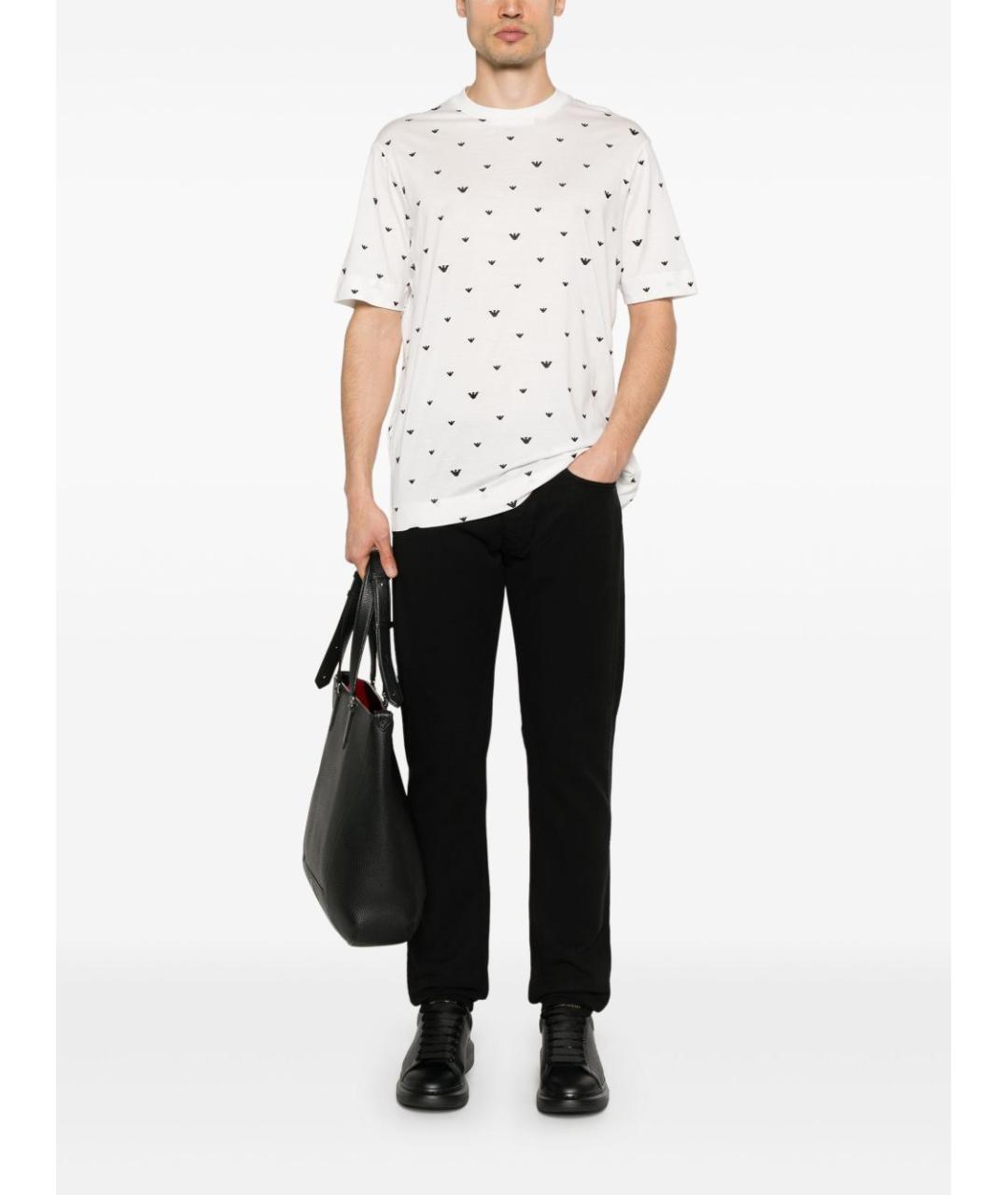 EMPORIO ARMANI Черные хлопковые прямые джинсы, фото 4