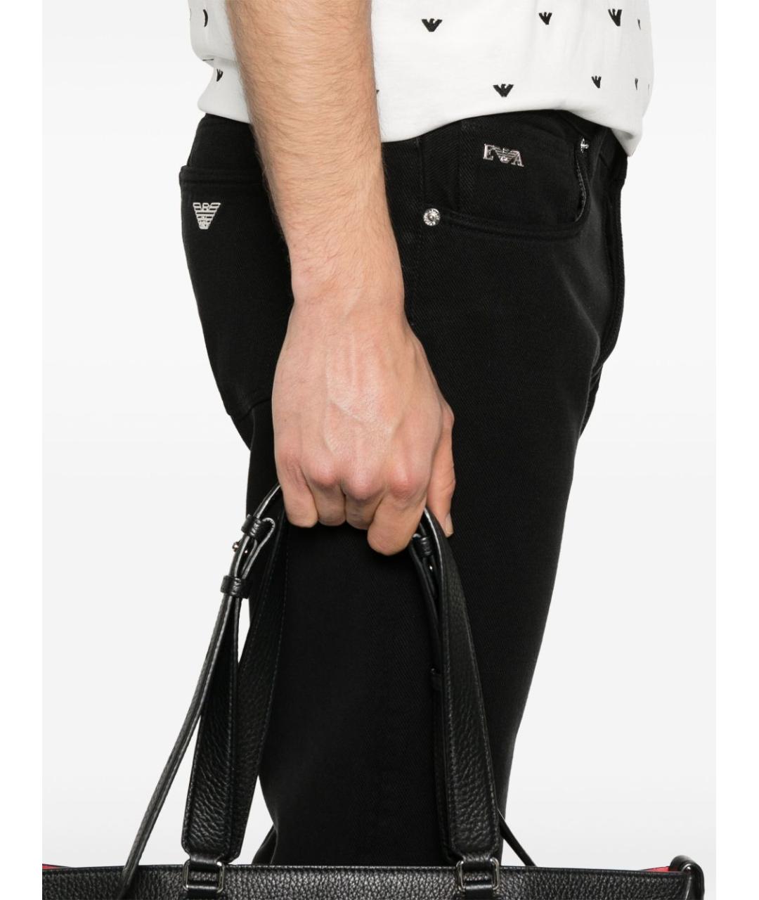 EMPORIO ARMANI Черные хлопковые прямые джинсы, фото 2