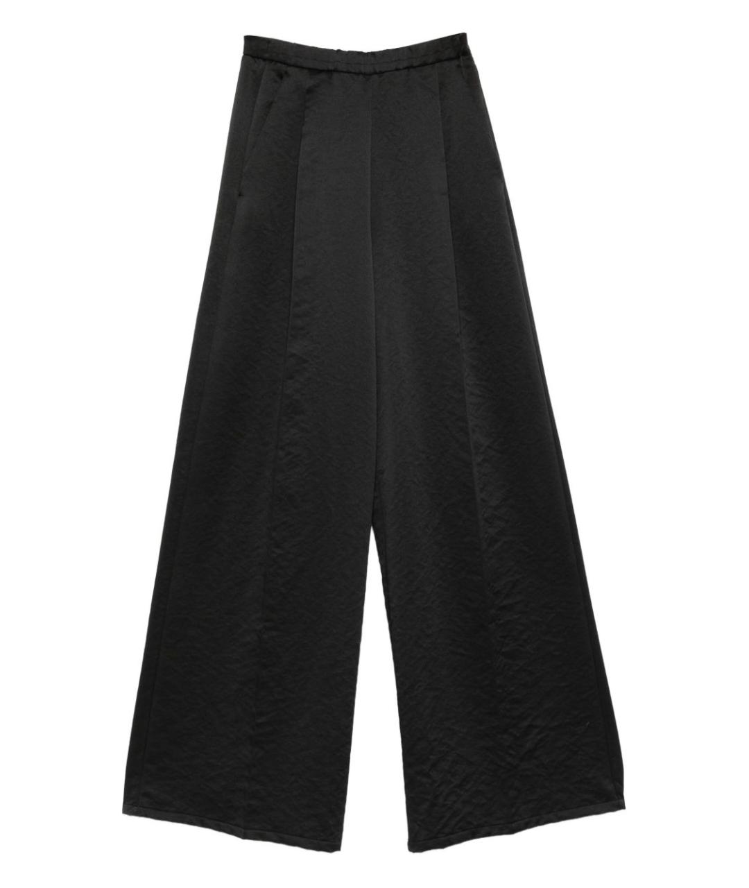 FORTE FORTE Черные полиэстеровые прямые брюки, фото 1