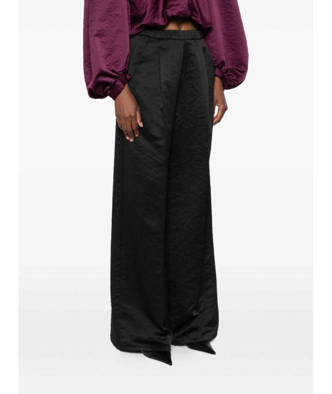 FORTE FORTE Черные полиэстеровые прямые брюки, фото 2