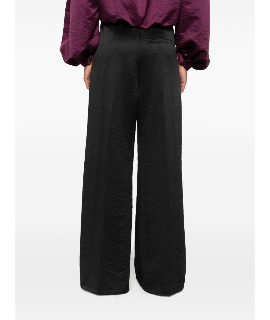 FORTE FORTE Черные полиэстеровые прямые брюки, фото 5